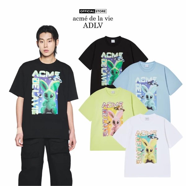 Áo Thun ADLV Real Alien Fuzzy Rabbit Dáng Oversized Màu Đen/Vàng Chanh/Xanh Da Trời/Trắng - Hàng chính hãng