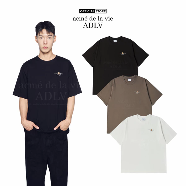 Áo Thun ADLV Bear Doll Basic Logo Dáng Oversized Màu Đen/Nâu/Kem - Hàng chính hãng