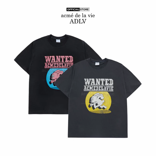 Áo Thun ADLV Wanted Rabbit Artwork Dáng Oversized Màu Đen/Than Chì - Hàng chính hãng