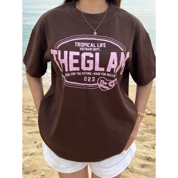 TheGlam CHÍNH HÃNG - Áo Thun Nâu "RETRO SURF" UNISEX Form Boxy - Áo thun Mùa Hè - TS02-08