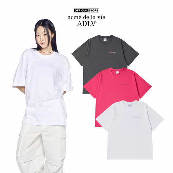 Áo Thun ADLV Hand Sketch Bear Dáng Oversized Màu Than Chì/Hồng/Trắng - Hàng chính hãng