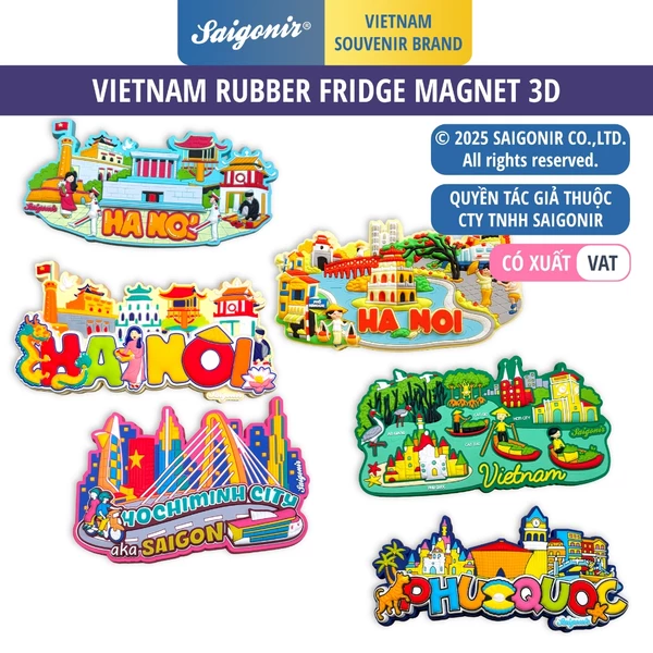 Nam châm hít tủ lạnh hình ảnh các thành phố của Việt Nam Fridge Magnet featuring Vietnam Cities