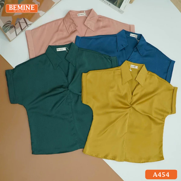 Áo BEMINE cổ sơ mi xoắn ngực-A454