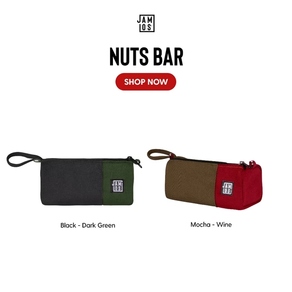 Nuts Bar - Bóp vuông vải canvas Jamlos để bút viết, mỹ phẩm, trang điểm