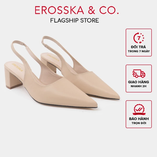 Erosska - Giày cao gót  thời trang mũi nhọn phối dây hở gót cao 5cm - EH015