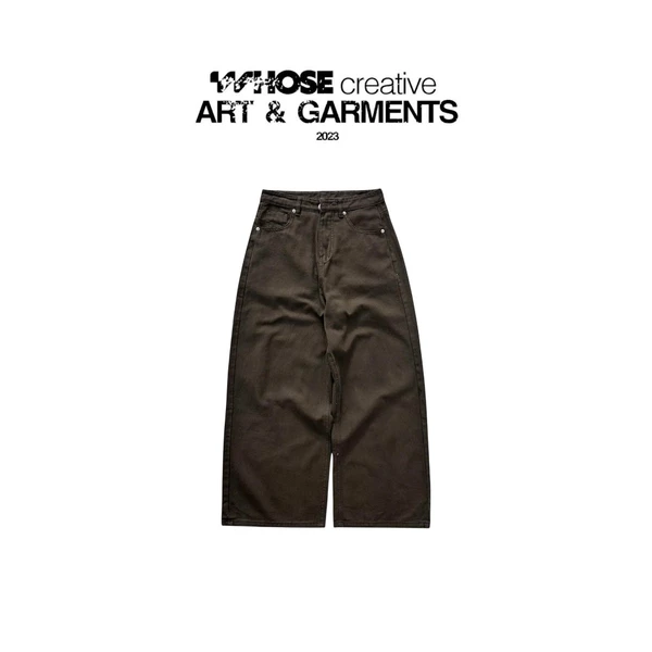 DARK BROWN LOOSE PLEAT ( Không Dây ) - Quần jeans ống rộng unisex nam nữ WHOSE STUDO 2094