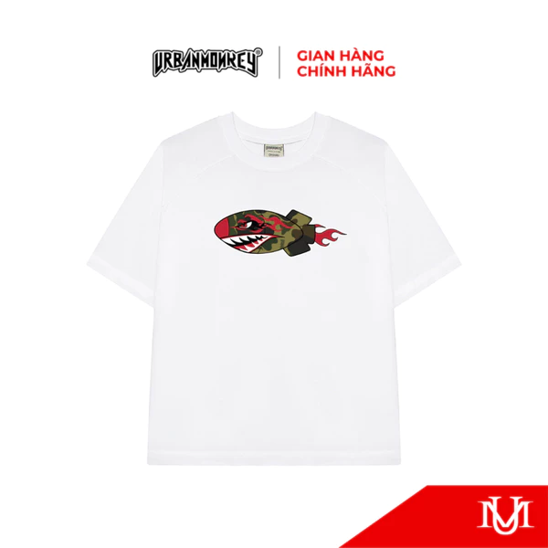 Áo Thun Unisex URBAN MONKEY CAMO ROCKET Tee Cotton màu đen 250gsm Form Boxy Nam Nữ Local Brand