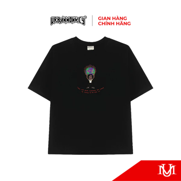 Áo Thun Unisex URBAN MONKEY TRAVIS SCOTT Tee Cotton màu đen 250gsm Form Boxy Nam Nữ Local Brand