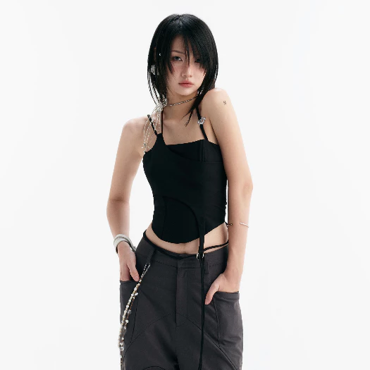 LULLABY HALTER TOP (BLACK) BunnyHill SSTS09a