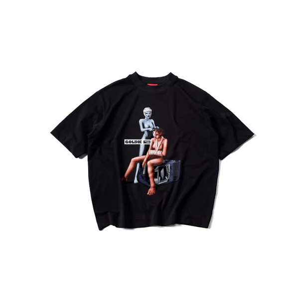 Áo thun "GOLDIE NAKED DUO BLACK" màu đen 100% cotton