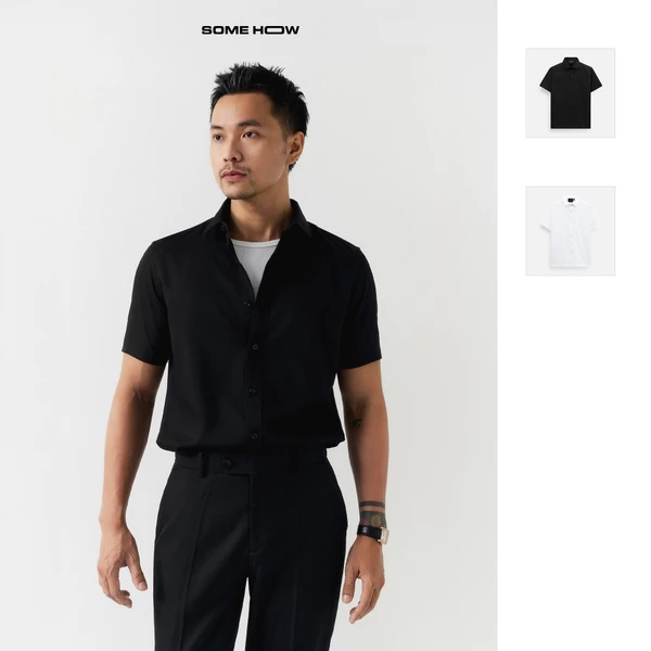  Áo Sơ Mi Nam Short Sleeves August GS, Chất Vải 30% Bamboo-30% Microfiber-35% Poly-5% Spandex, SM0158, SOME HOW STORE