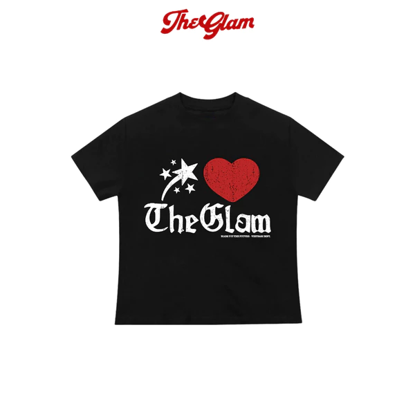 CHÍNH HÃNG - Áo Thun Baby Tee "I LOVE THEGLAM" Màu Đen Form Ôm - TheGlam