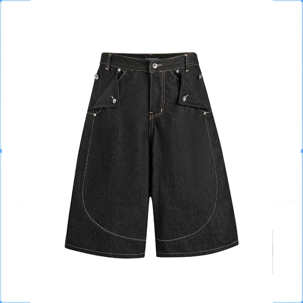 Quần short chất liệu Raw Denim - Ivankov Mule Pocket Raw Black Denim Shorts