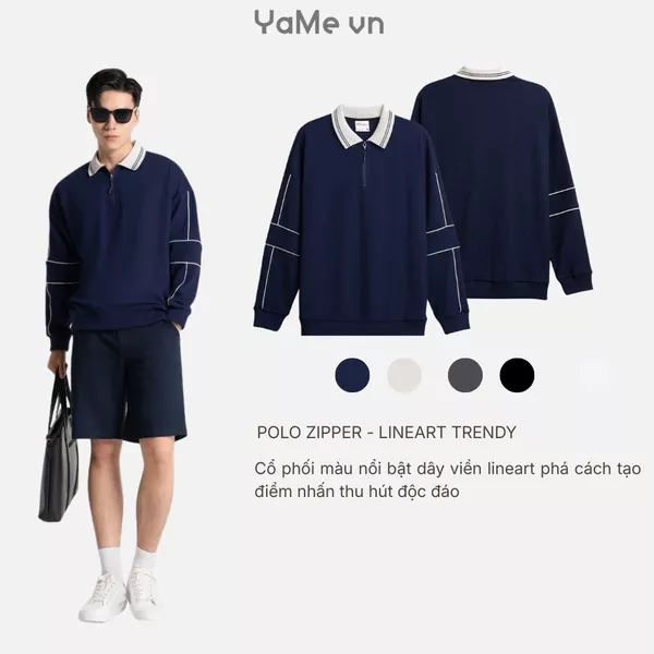 Áo Polo viền khác màu, phom rộng F4 - The Weekend 042 24789 |YaMe|
