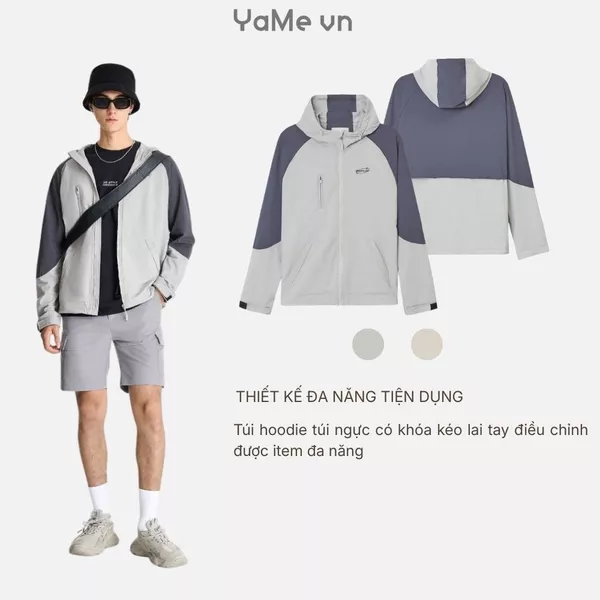 Áo khoác dù phối màu, có nón, phom ôm vừa F2 - The No Style 053 23470 |YaMe|