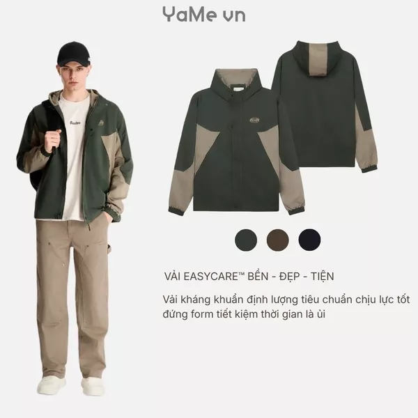 Áo khoác dù phối màu, có nón, phom vừa F3 - The No Style 052 Vặn F3 23459