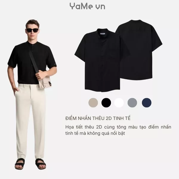 Áo sơ mi tay ngắn vải giả đũi thoáng khí, phom vừa F3 - Seventy Seven 024 23265 |YaMe|