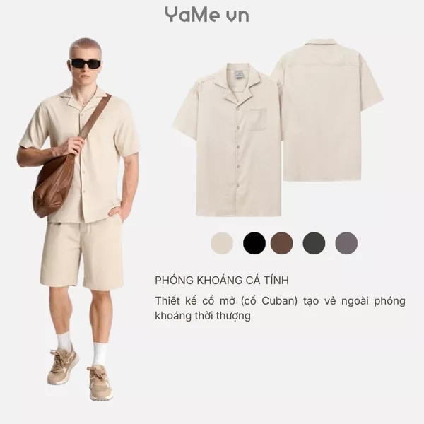 Áo sơ mi tay ngắn vải nhung kẻ, phom vừa F3 - Seventy Seven 023 23260 |YaMe|