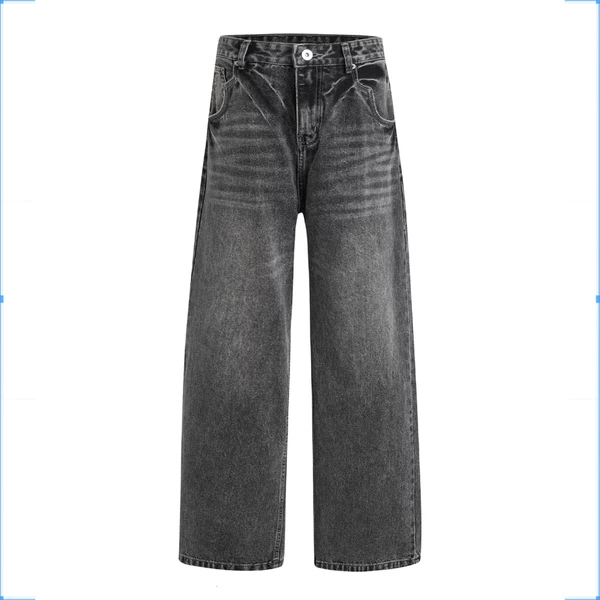 Quần Jeans ống xuông cao cấp - Ivankov Loose Fit Washed Grey Denim Pants