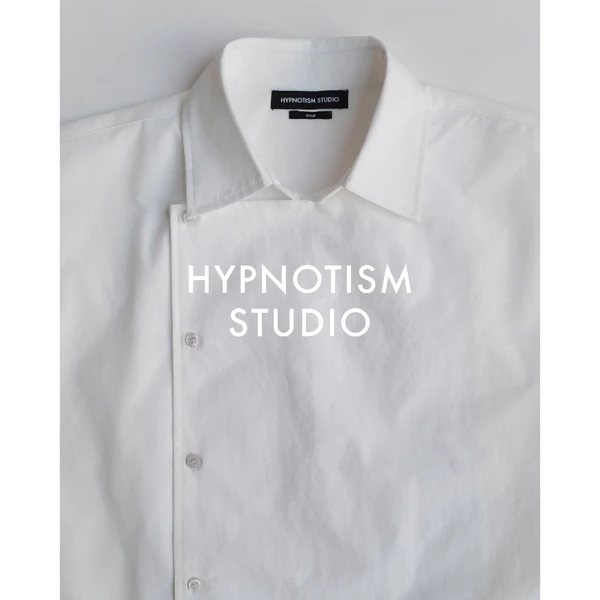 HYPNOTISM | "SLANT SHIRT" - Áo Sơ Mi Tay Ngắn Thiết Kế Tà Đắp Nút Lệch Tối Giản Form Boxy