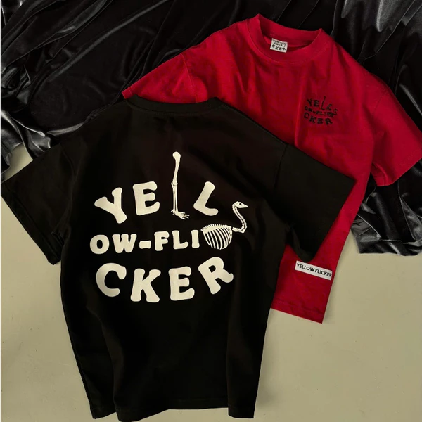 Áo thun tay ngắn cổ tròn YELLOW FLICKER logo signature unisex