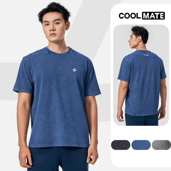 [MUA 3 GIẢM 12%]Áo thun thể thao nam tập Gym Cotton Oversize Comfort Washed thấm hút, thoáng mát, co giãn Coolmate