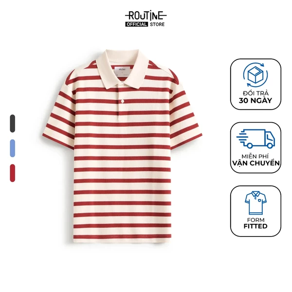 Áo Polo Nam Ngắn Tay Sọc Ngang Form Fitted - Routine 10S25POL027