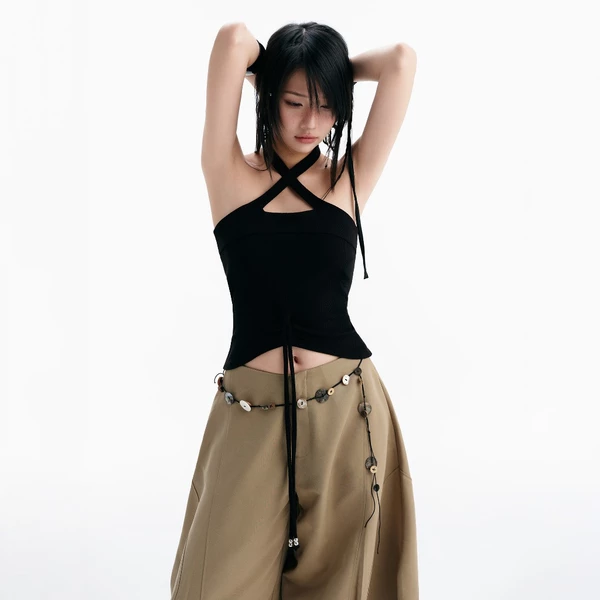 CHERIE HALTER TOP (BLACK) BunnyHill SSTS05a