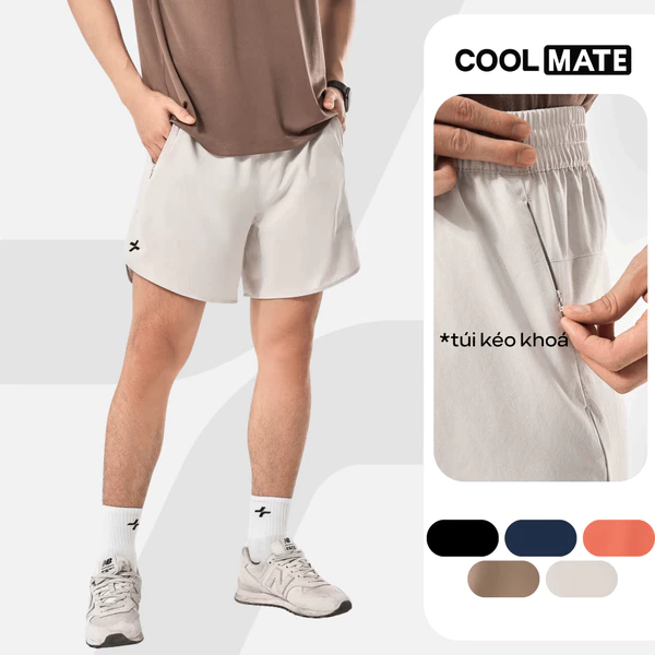 [MUA 3 GIẢM 12%]Quần short nam thể thao chạy bộ, tập Gym, Pickleball độ dài 6 inch zipped có túi kéo khoá Coolmate