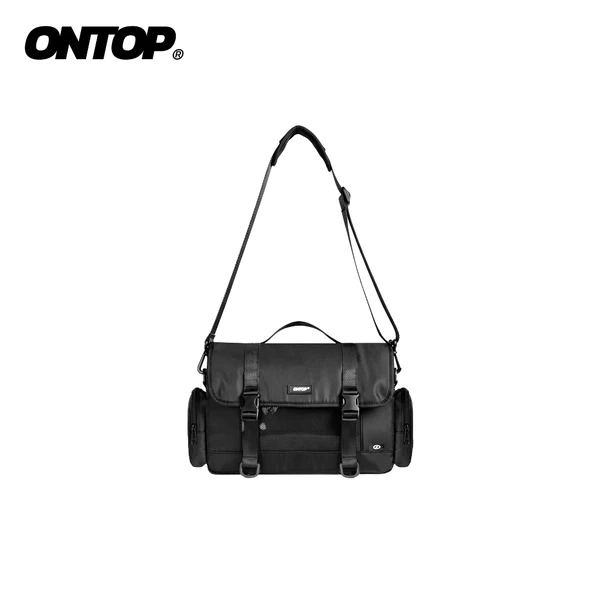 Túi messenger đeo chéo nam nắp gập ONTOP vải dù lạnh phối lưới, khóa cài kép bảo mật Snap Buckles Messenger Bag | O-B80