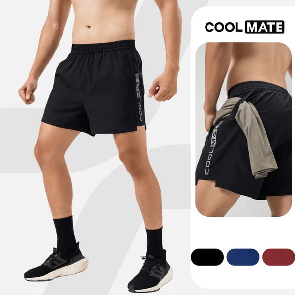 [MUA 3 GIẢM 12%]Quần Short nam thể thao Gym 5" Essentials co giãn, thấm hút, nhanh khô Coolmate