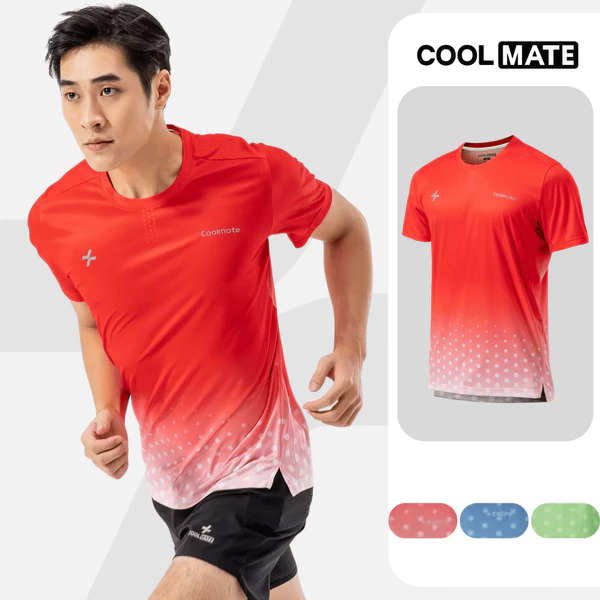 [MUA 3 GIẢM 12%]Áo Thun Chạy Bộ Graphic Dot thoáng khí dễ dàng vận động, áo đỏ Việt Nam Coolmate