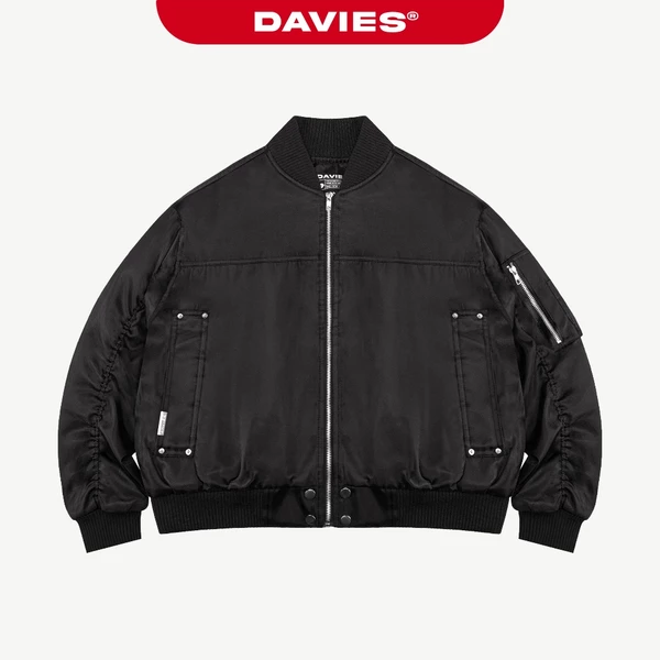 Áo khoác bomber dù nam nữ DAVIES form boxy thiết kế tay nhún hiphop đính nút bạc Metal Buttons Bomber Jacket | D-AK30