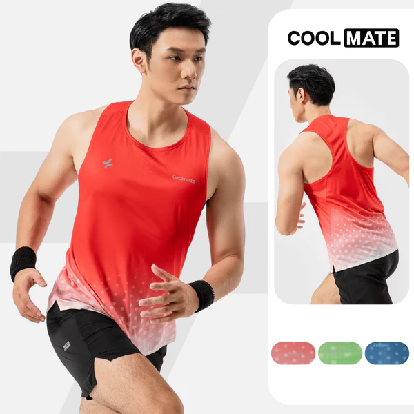 [MUA 3 GIẢM 12%]Áo ba lỗ, Singlet Nam thể thao Chạy Bộ Thoáng Khí Graphic Dot siêu nhẹ, thoáng khí, thấm hút Coolmate