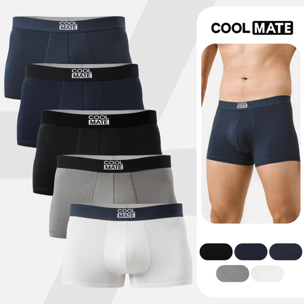 Combo 5 quần lót sịp nam trunk bamboo mềm mại, kháng khuẩn, khử mùi Coolmate