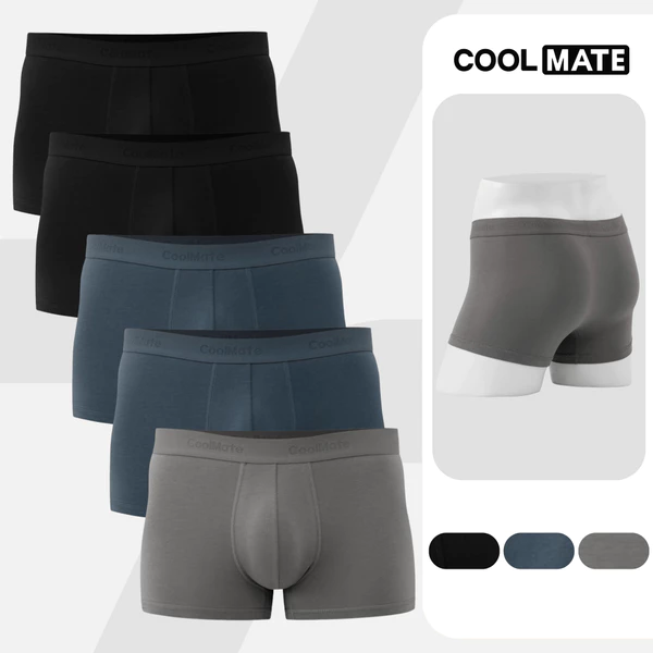 Combo 5 quần lót sịp nam Trunk Cotton co giãn thoải mái vải mềm thoáng khí Coolmate (màu ngẫu nhiên)
