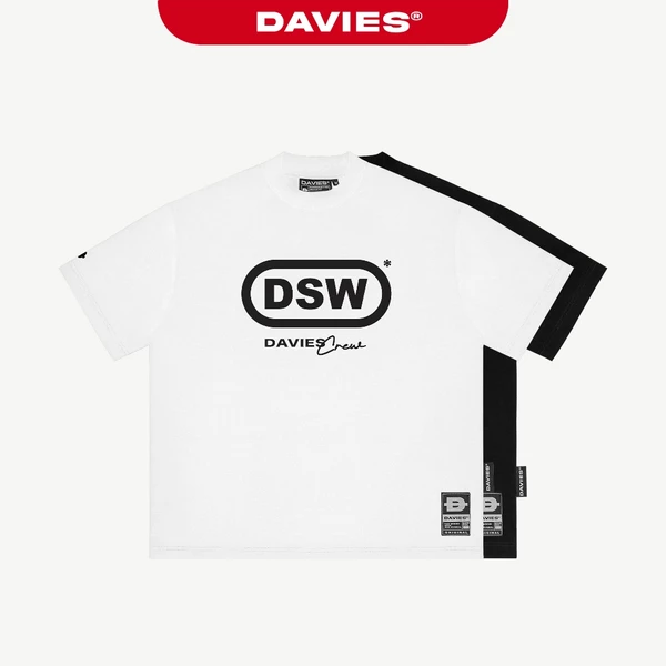 Áo thun nam nữ tay ngắn in chữ DAVIES cổ tròn form rộng thoải mái thun cotton mềm mại màu đen, trắng Cipher Tee | D-T51