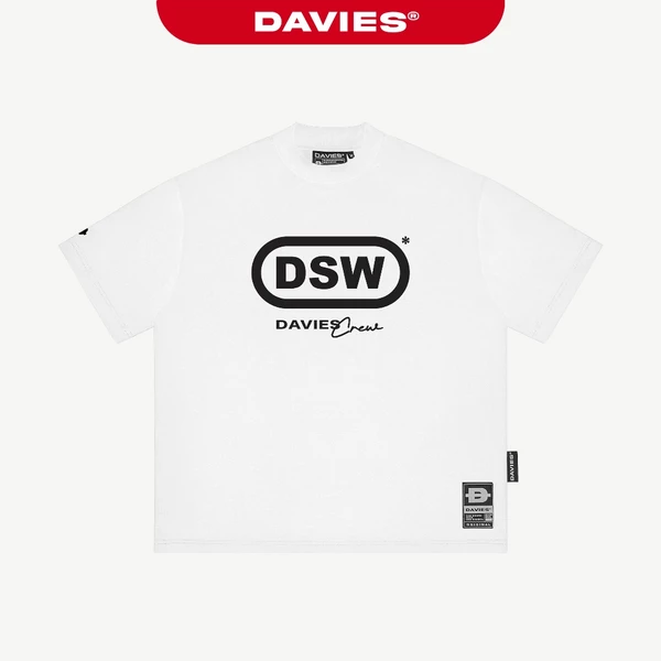 Áo thun form rộng hiphop nam nữ DAVIES hoạ tiết chữ in tay ngắn cổ tròn thun cotton màu trắng Cipher Tee | D-T51-T