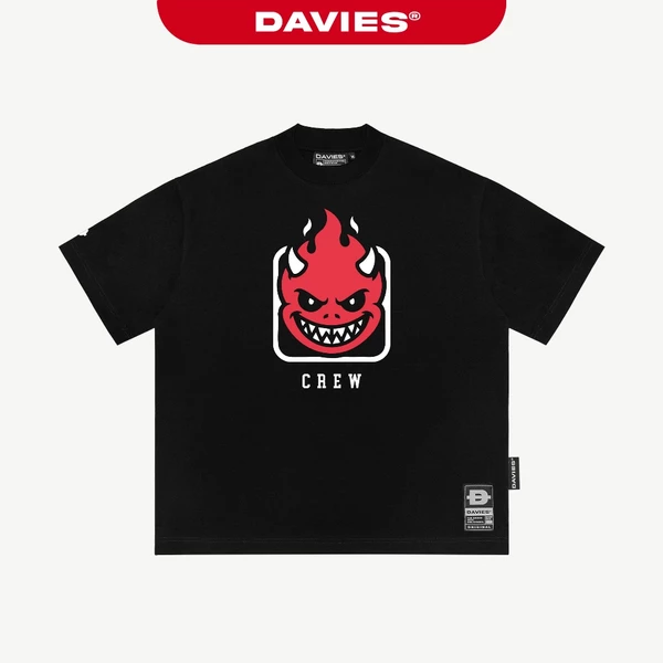 Áo phông cotton form rộng nam nữ DAVIES hình in cá tính nổi bật tay ngắn cổ tròn mềm mại Hellfire Grin Tee | D-T52
