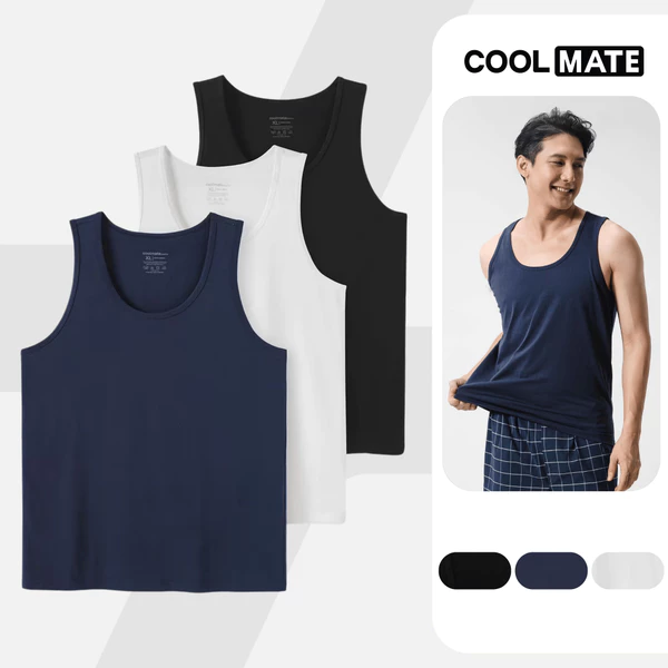 Combo Pack 3 Áo ba lỗ mặc nhà thoải mái, nhẹ, thấm hút tốt Coolmate