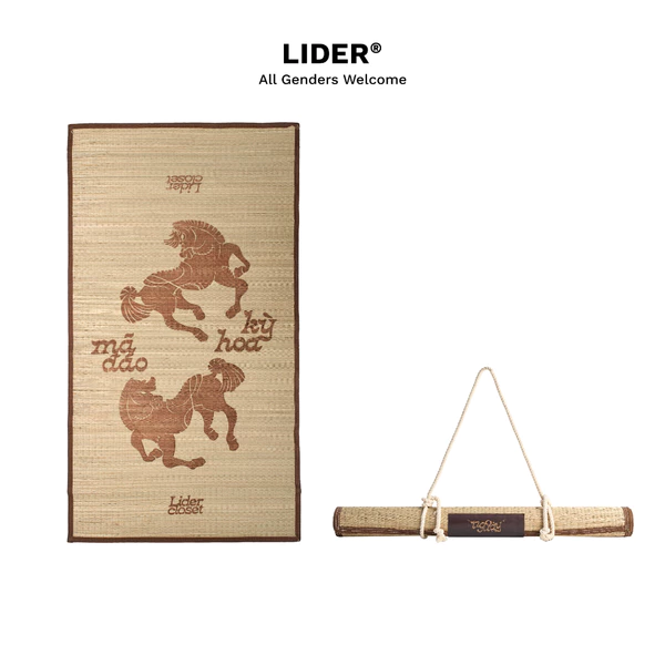 Chiếu Cói Tự Nhiên Xếp Gọn Kích Thước 80x140 Dệt Dày Dặn In Thiết Kế LIDER MÃ WOVEN FLOOR MAT
