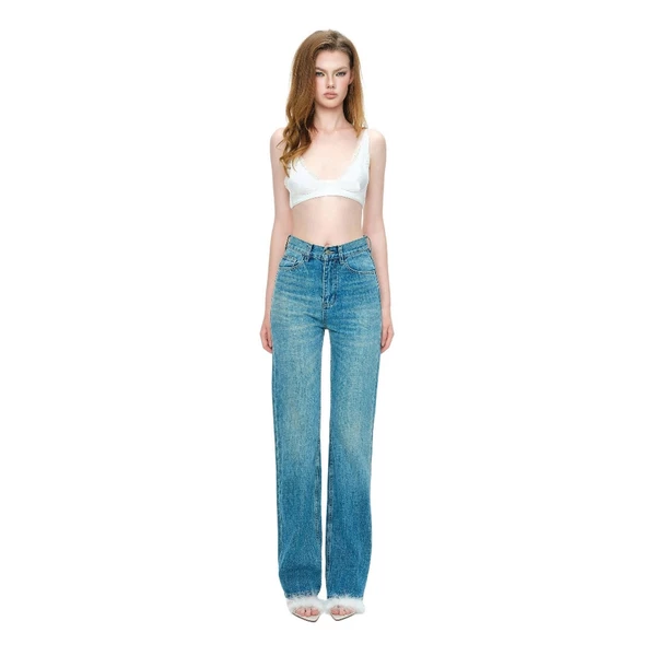 LSOUL Quần Jeans Nữ Ống Đứng Cạp Cao Thiết Kế Tôn Dáng Yaan Pants J26010827