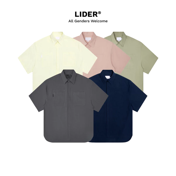 Áo Sơ Mi Tay Ngắn Phom Boxy Unisex Thêu Logo LIDER OFF DUTY BOXY SHIRT