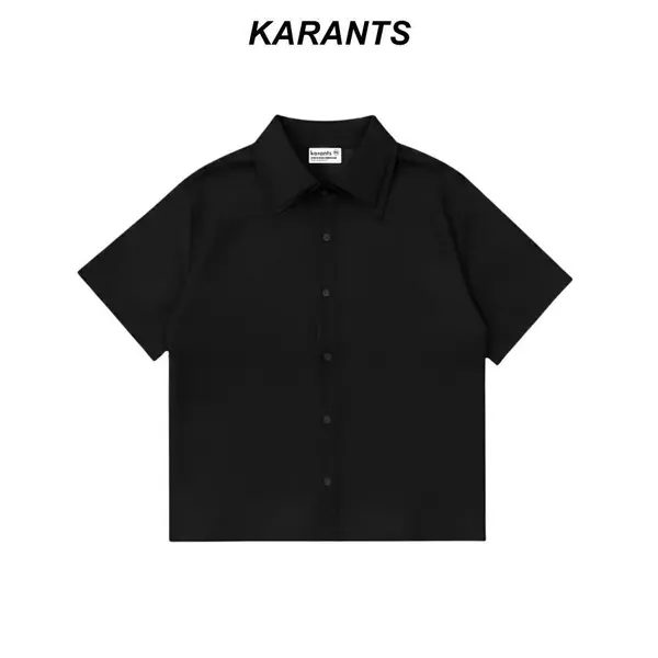 Áo Sơ Mi Trơn Karants Boxy 2 Lá Cổ Cotton Lạnh Chống Nhăn Premium - KR374