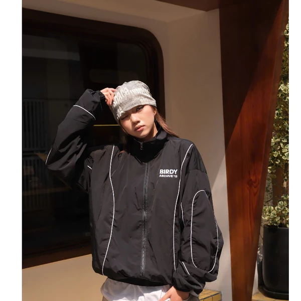 Áo khoác dù BIRDY nam nữ local brand form rộng màu đen, màu trắng LINE BASIC  Brand Chính Hãng