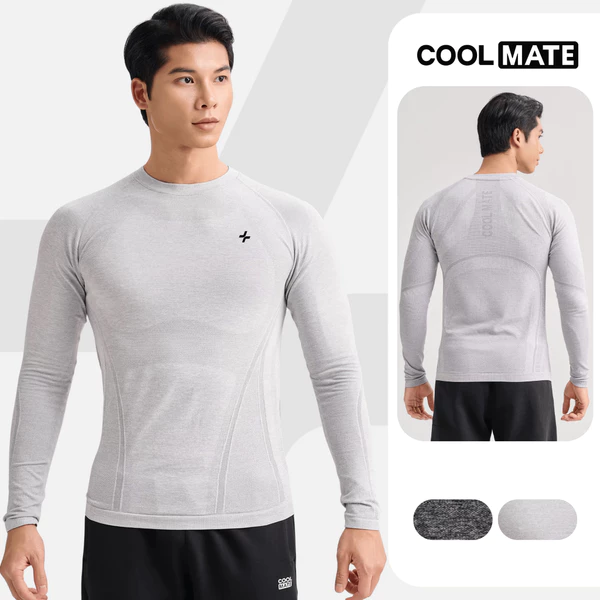 [MUA 2 GIẢM 5%]Áo thun nam dài tay Training Seamless Body Mapping mềm mại, áo pickleball co giãn thấm hút Coolmate