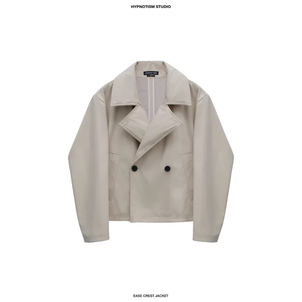 HYPNOTISM | EASE CREST JACKET – Áo Khoác Blazer Cropped Be 2 Nút Form Rộng