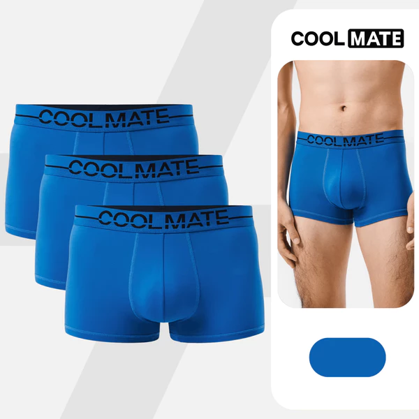 [MUA 3 GIẢM 12%]Combo 3 Quần lót Nam Trunk Ex-Comfort Modern Bamboo màu Xanh Coban mềm mại kháng khuẩn Coolmate