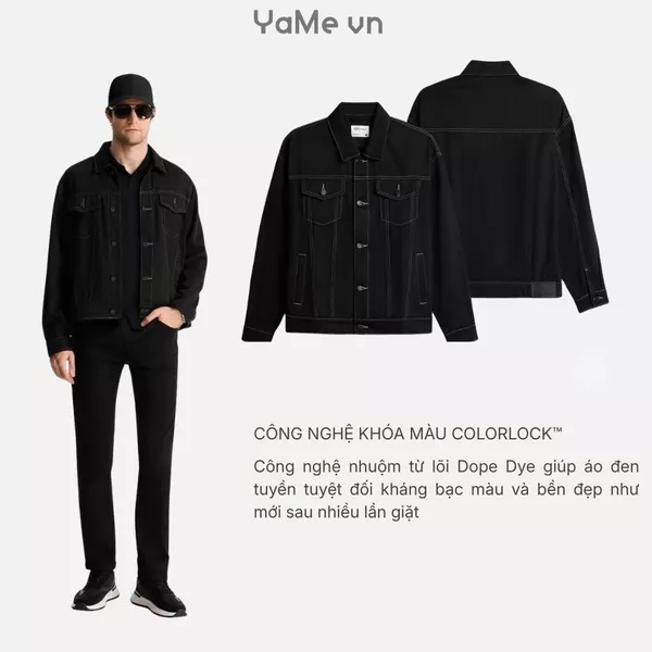 Áo khoác jean đen Tek Black, vải không co giãn, phom vừa F3 - Tek Black Jean 002 24884 |YaMe|