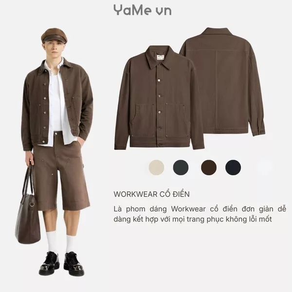 Áo khoác jean trơn một màu, cổ bẻ, không nón, phom vừa F3 - Multi Color Jean 011 24562 |YaMe|